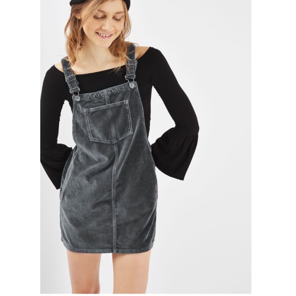 Topshop Gray Pinafore Dress